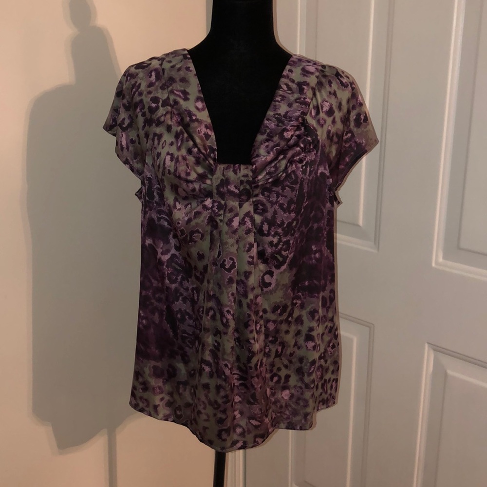 NWT purple cheetah print Blouse Size large